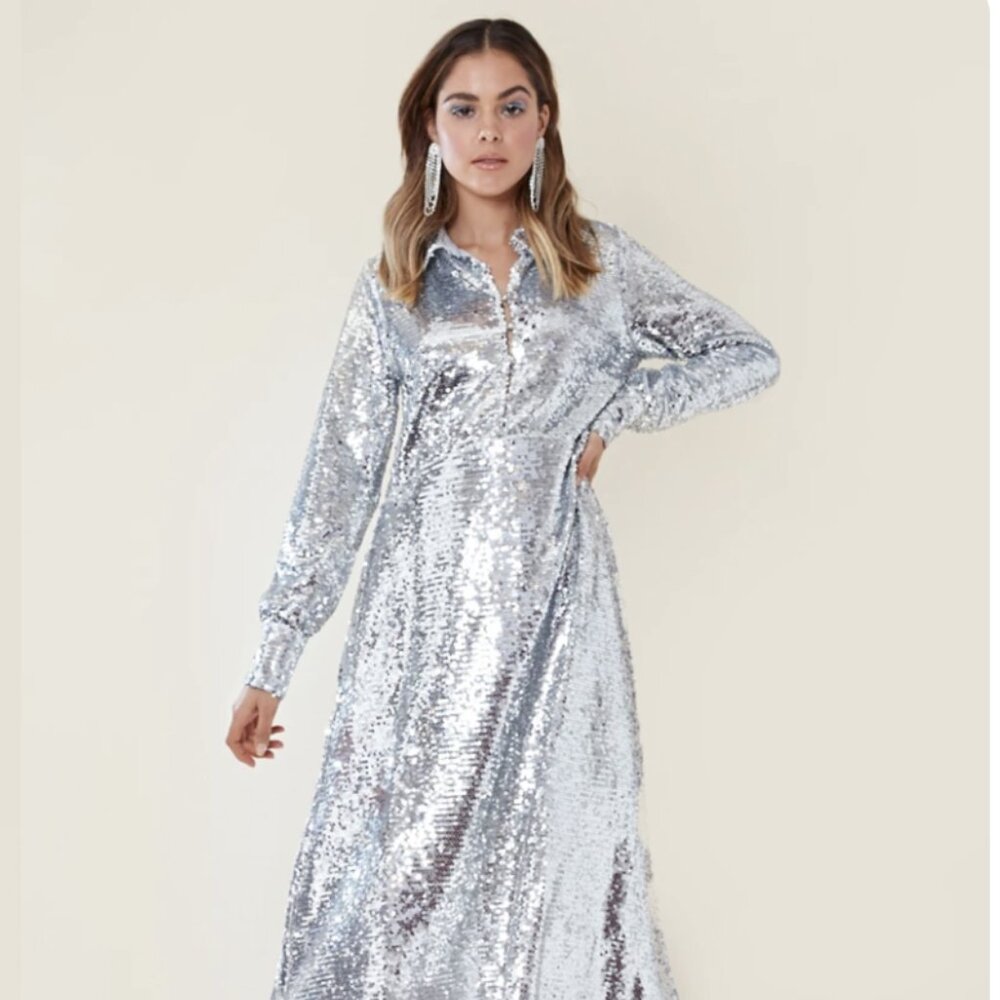 NEON ROSE  X NASTY GYAL SEQUIN SHIRT DRESS XL